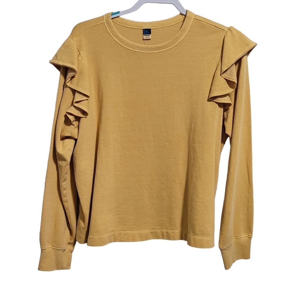 Mustard long sleeve ruffle sweatshirt